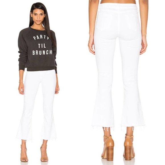 Rag & Bone Crop Flare Fray Hem Casual Denim Jeans Women's White Size: 29 NWOT